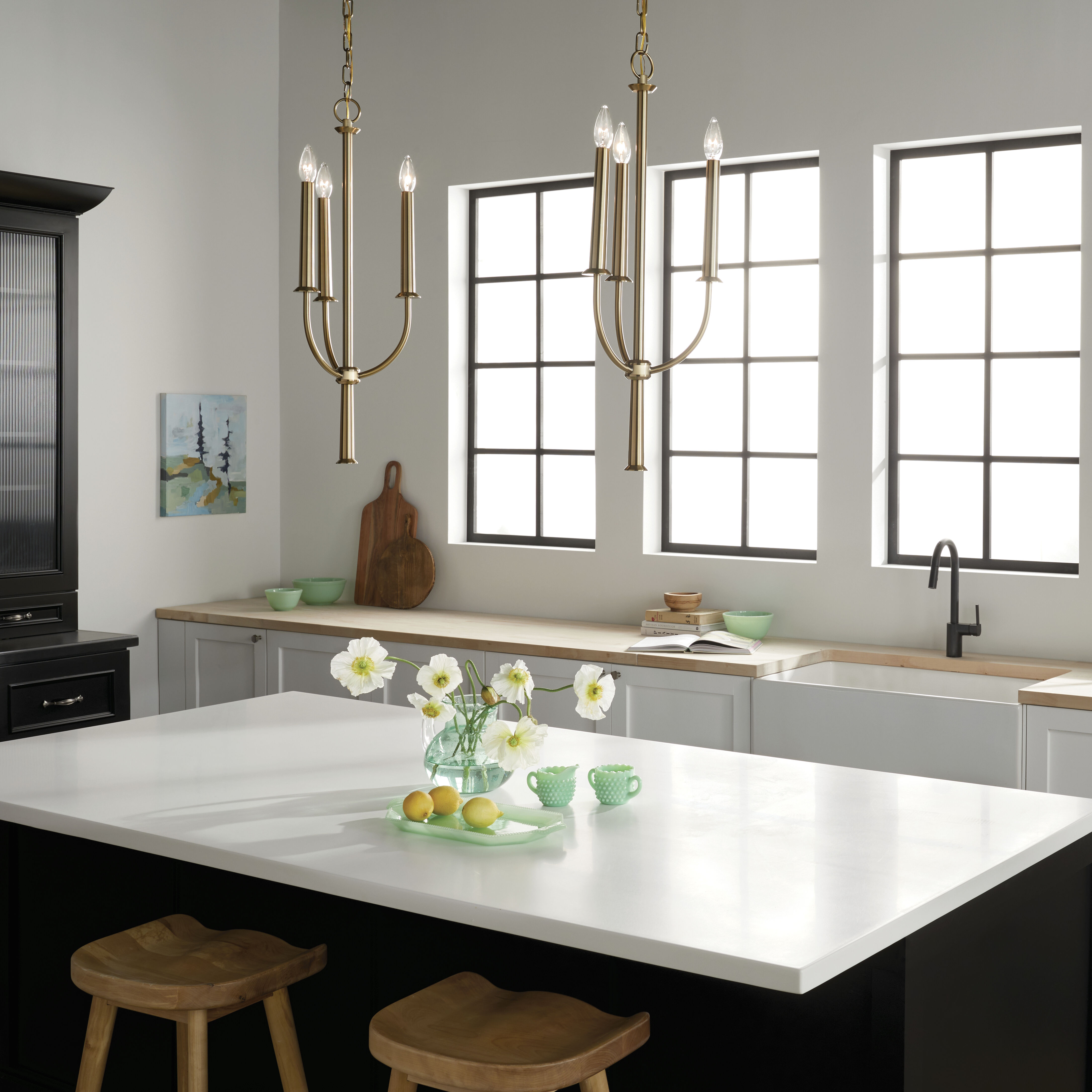 Florence 3 Light 11.25 inch Brushed Natural Brass Chandelier Ceiling Light