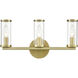 Revolve 3 Light 20.07 inch Clear Glass and Natural Brass Bath Vanity Wall Light