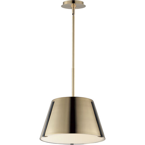 Carlo LED 14 inch Dark Bronze/Leather/Heritage Brass Single Pendant Ceiling Light