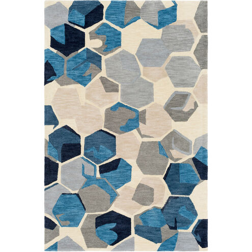 Rivera 90 X 60 inch Navy/Medium Gray/Butter/Ink/Sky Blue/Dark Blue Rugs, Polyester