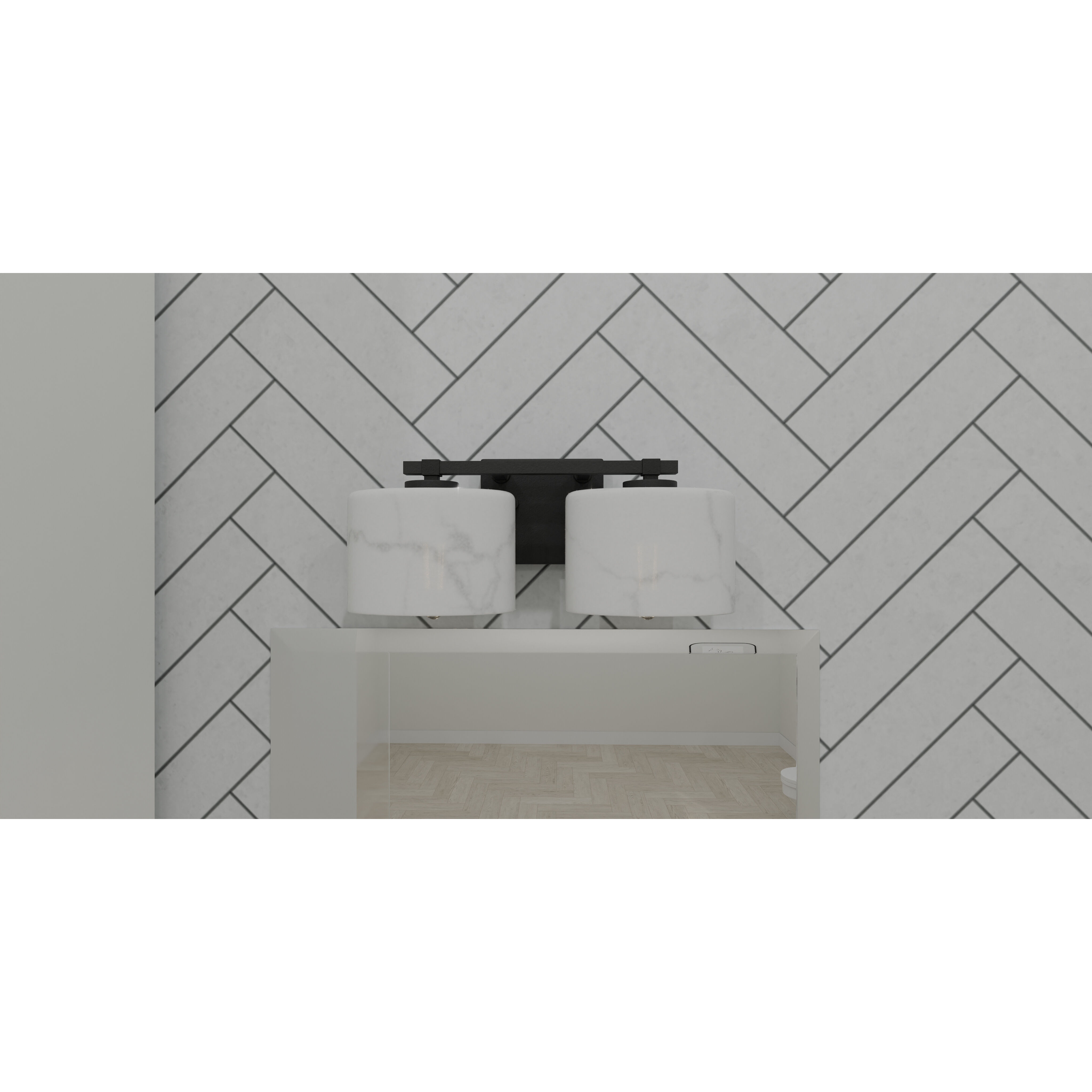 Mather 2 Light 15 inch Matte Black Bath Light Wall Light, Medium