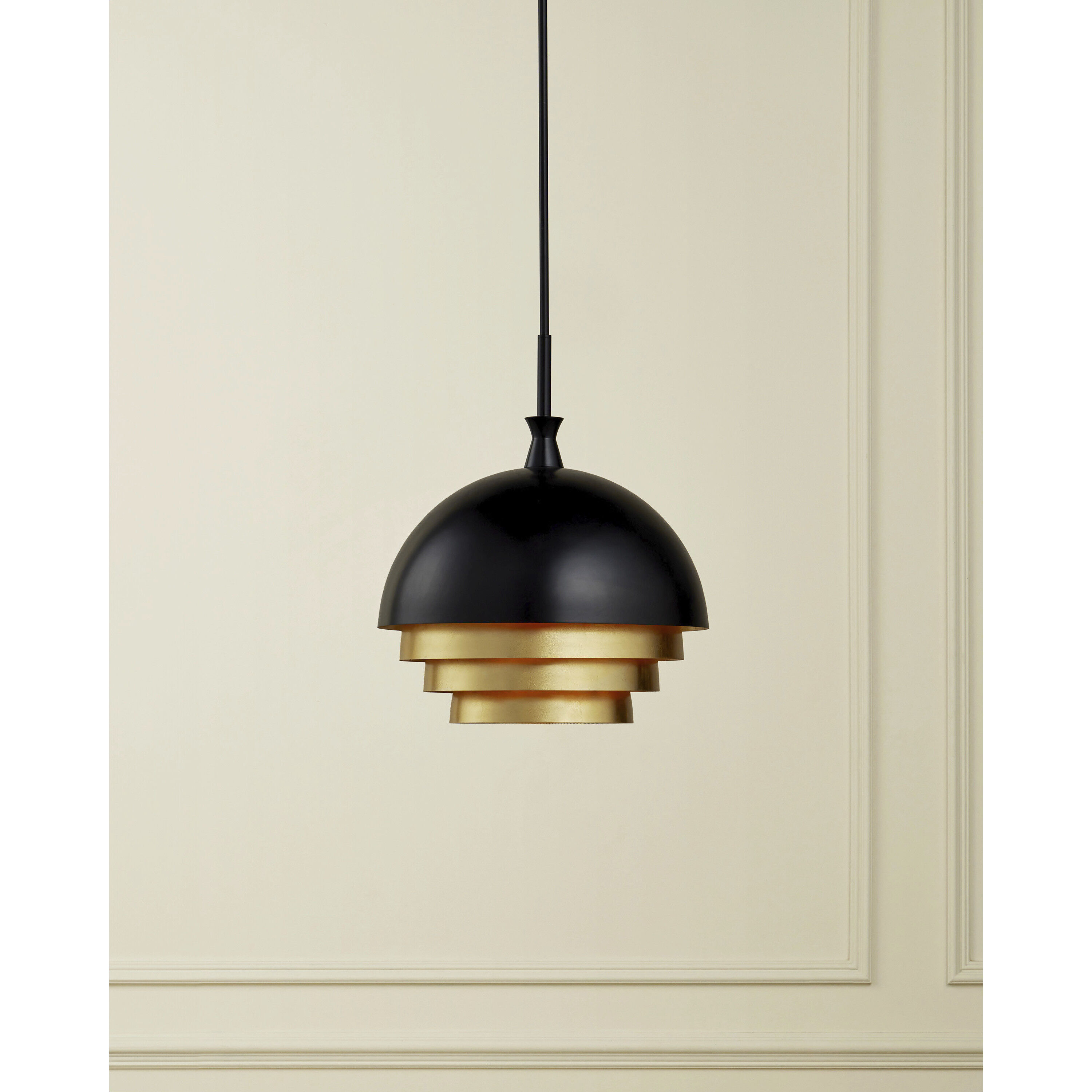 Salviati 3 Light 17.75 inch Black and Gold Leaf Pendant Ceiling Light, Large