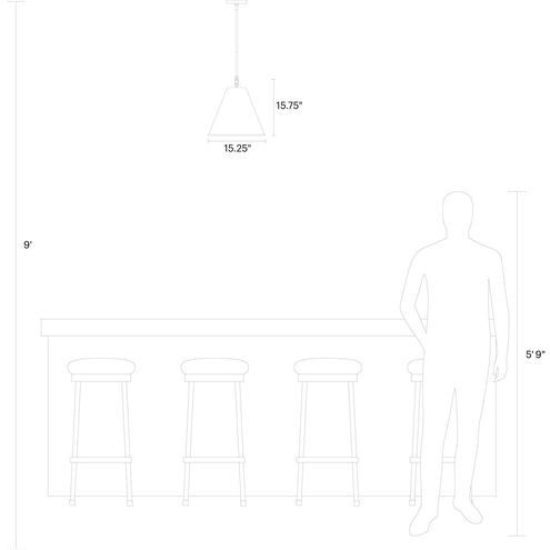 TOB by Thomas O'Brien Gordon 1 Light 15.25 inch Antique Brushed Nickel Pendant Ceiling Light