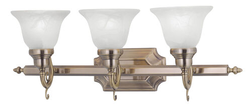 French Regency 3 Light 25 inch Antique Brass Bath Vanity Wall Light