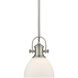 Yep Hines Pendant Ceiling Light in Pewter, Opal Glass