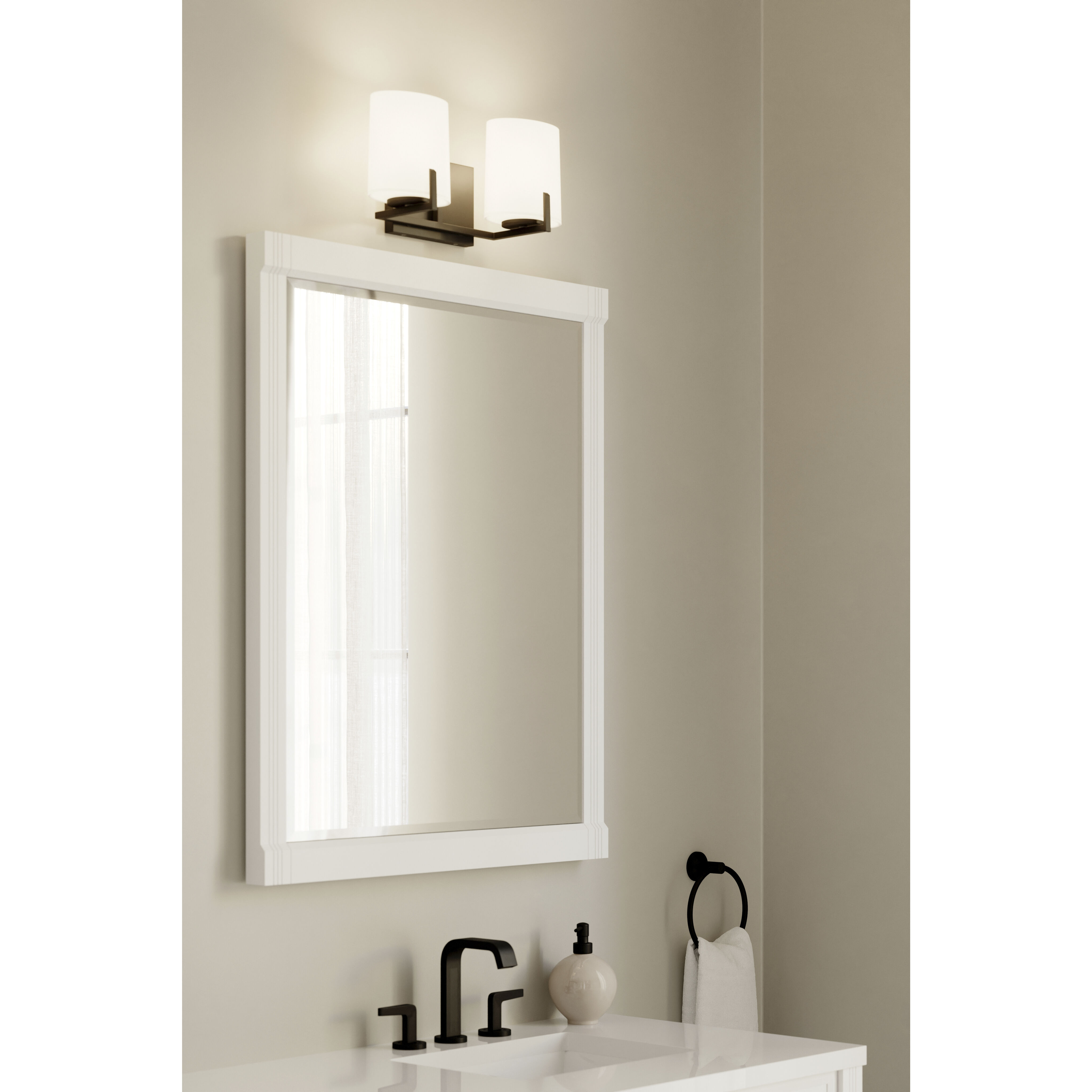 Mirelle 2 Light 16 inch Dark Matte Black Vanity Wall Light