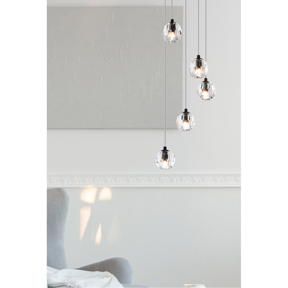 Eren 5 Light 11.8 inch Black Pendant Ceiling Light