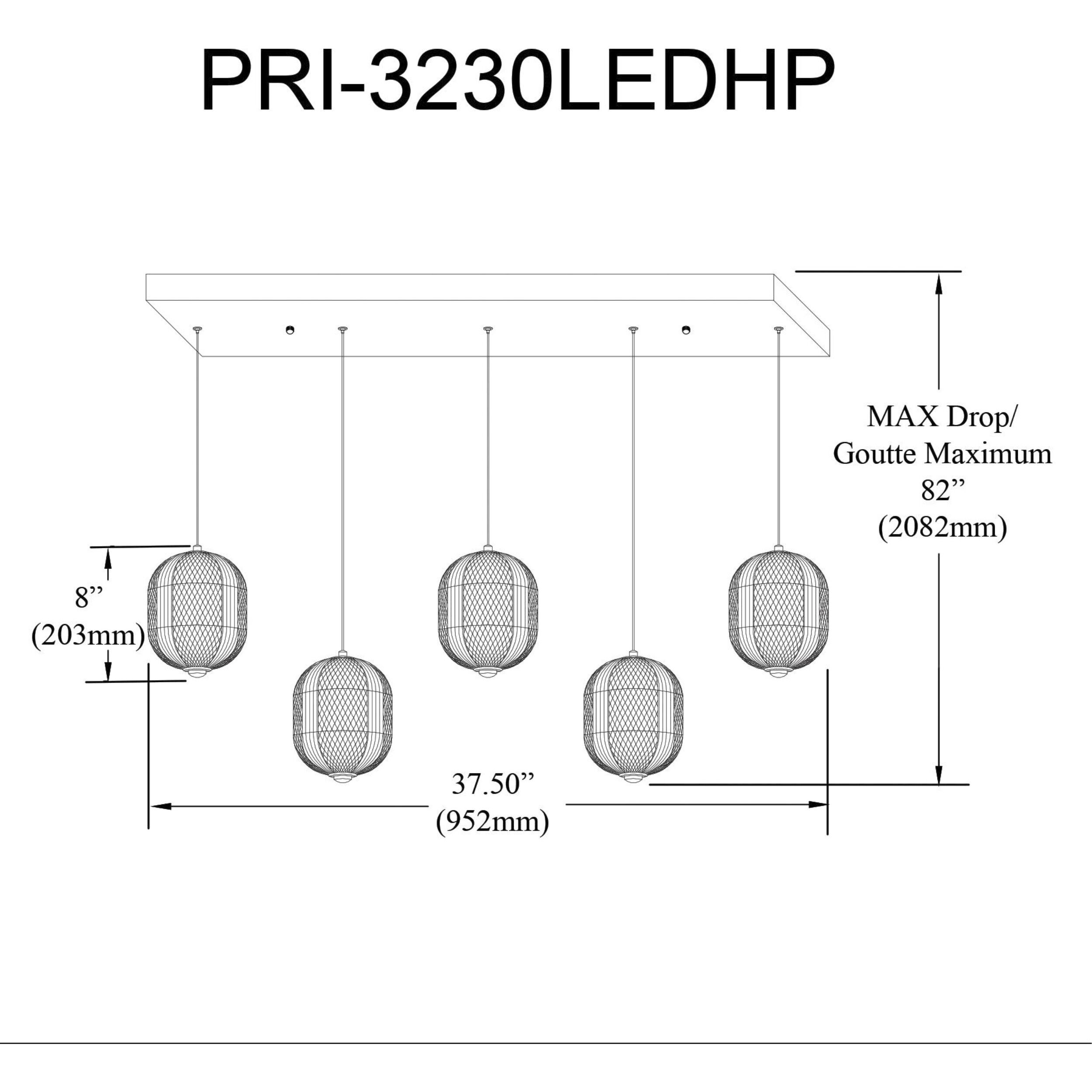 Peri LED 32 inch Matte Black Horizontal Pendant Ceiling Light