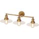 English Pub Vanity Light Wall Light in Satin Brass, Clear Glass