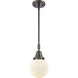 Beacon 1 Light 6 inch Oil Rubbed Bronze Mini Pendant Ceiling Light in Matte White Glass
