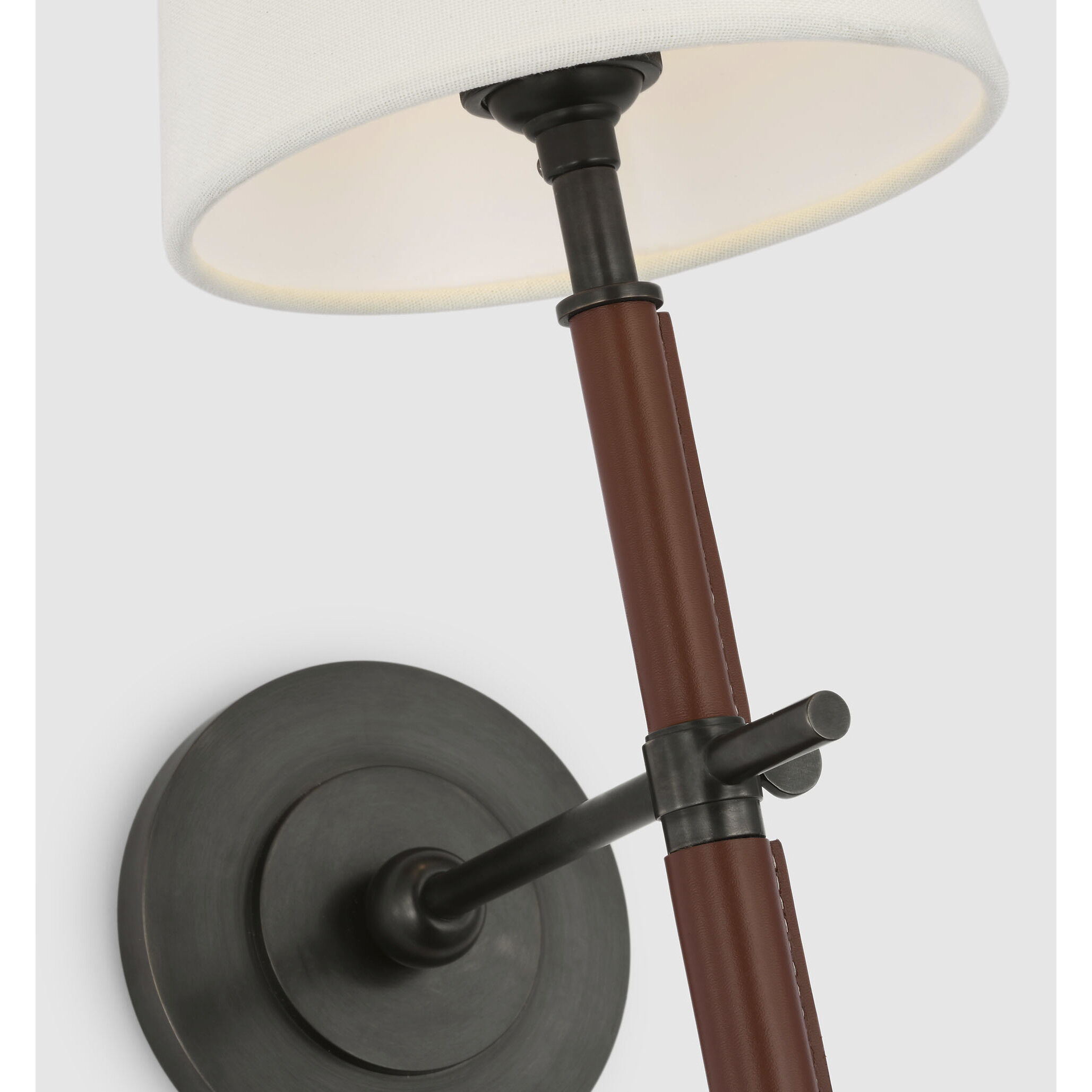 Thomas O'Brien Bryant2 LED 6.5 inch Bronze and Saddle Leather Wrapped Tail Sconce Wall Light, Large