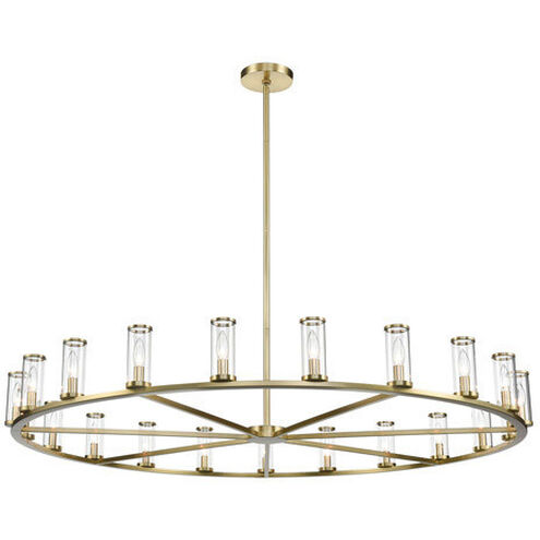 Revolve 21 Light 60.38 inch Clear Glass and Natural Brass Chandelier Ceiling Light