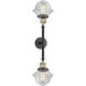 Franklin Restoration Small Oxford 2 Light 17 inch Black Antique Brass Bath Vanity Light Wall Light in Clear Glass, Franklin Restoration