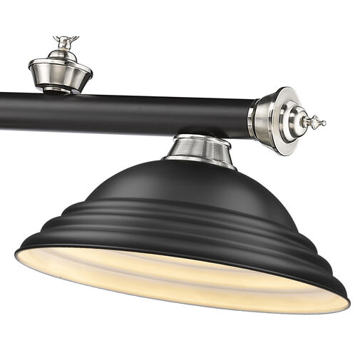Cordon 3 Light 58 inch Matte Black and Brushed Nickel Billiard Ceiling Light in Matte Black Steel