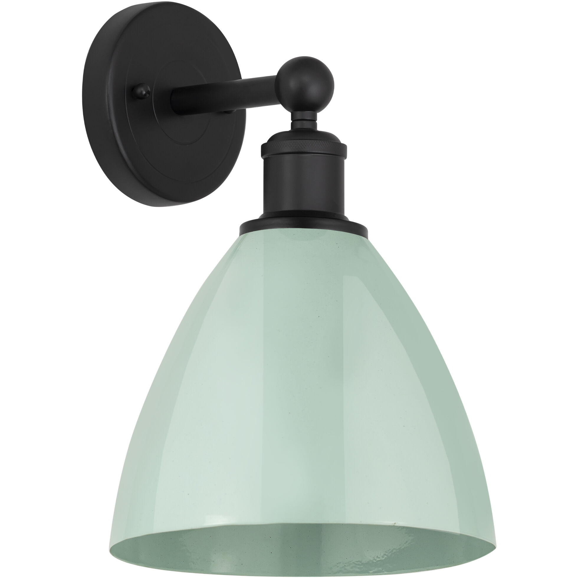 Edison Plymouth Dome 1 Light 7.5 inch Matte Black Sconce Wall Light in Seafoam