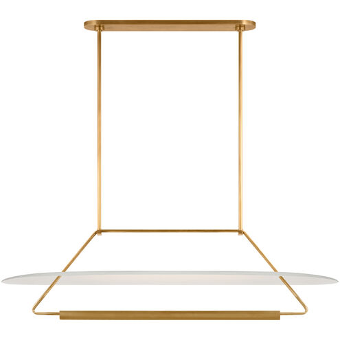 Kelly Wearstler Teline LED 54 inch Antique-Burnished Brass and Matte White Oval Linear Pendant Ceiling Light