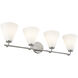 Fusion Collection - Pavia Family 4 Light 33.75 inch Brushed Nickel and Opal Bath Bar Wall Light, EVOLV