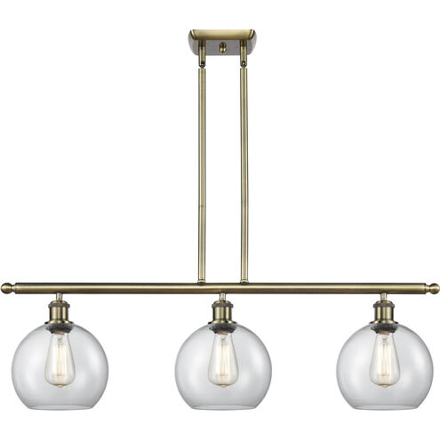 Ballston Athens LED 36 inch Antique Brass Island Light Ceiling Light in Clear Glass, Ballston