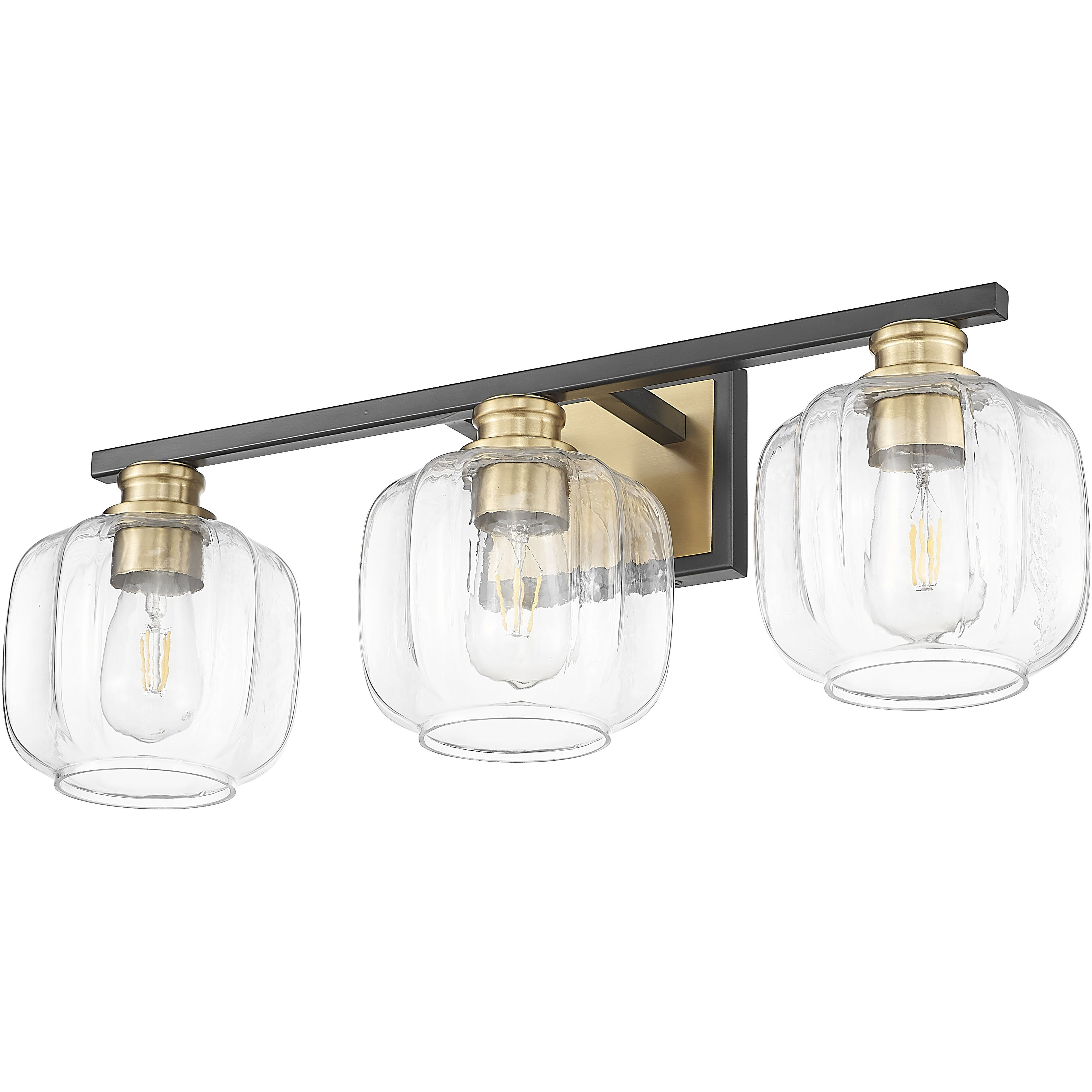 Oxley 3 Light 25 inch Matte Black and Brass Vanity Wall Light