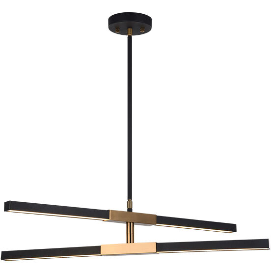 Lineare LED 28 inch Matte Black and Aged Gold Brass Pendant Ceiling Light