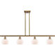 Ballston Fenton 4 Light 48 inch Brushed Brass Island Light Ceiling Light in Matte White Glass, Ballston