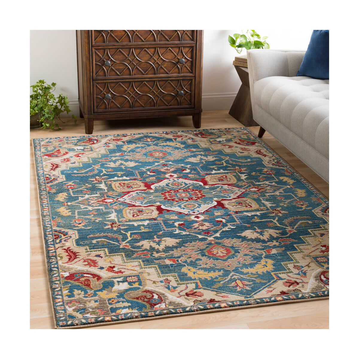 Hannibal 59 X 31 inch Navy/Khaki/Dark Red/White/Bright Yellow/Saffron Rugs, Rectangle