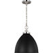 C&M by Chapman & Myers Wellfleet 1 Light 15.63 inch Midnight Black and Polished Nickel Pendant Ceiling Light in Midnight Black / Polished Nickel
