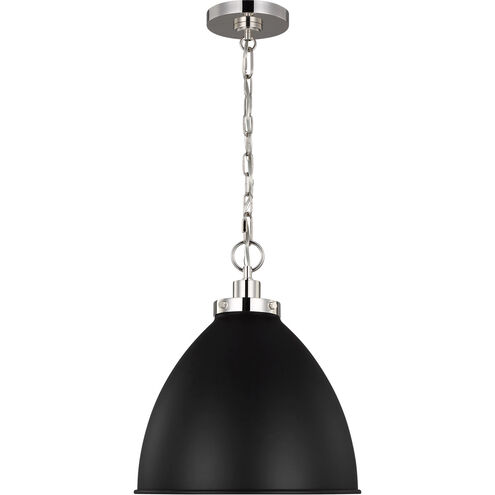 C&M by Chapman & Myers Wellfleet 1 Light 15.63 inch Midnight Black and Polished Nickel Pendant Ceiling Light in Midnight Black / Polished Nickel