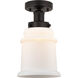 Edison Canton 1 Light 6 inch Oil Rubbed Bronze Semi-Flush Mount Ceiling Light in Matte White Glass