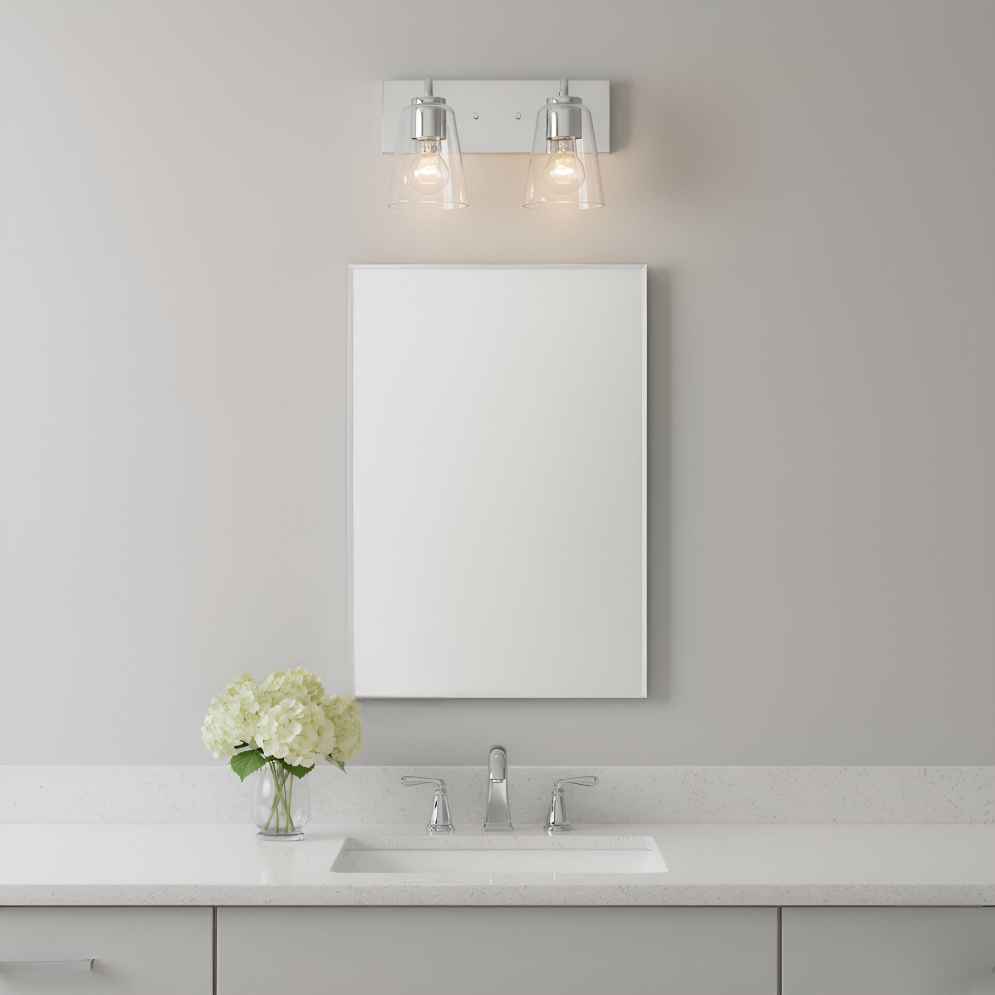 Miles 2 Light 12 inch Chrome Vanity Light Wall Light, Medium