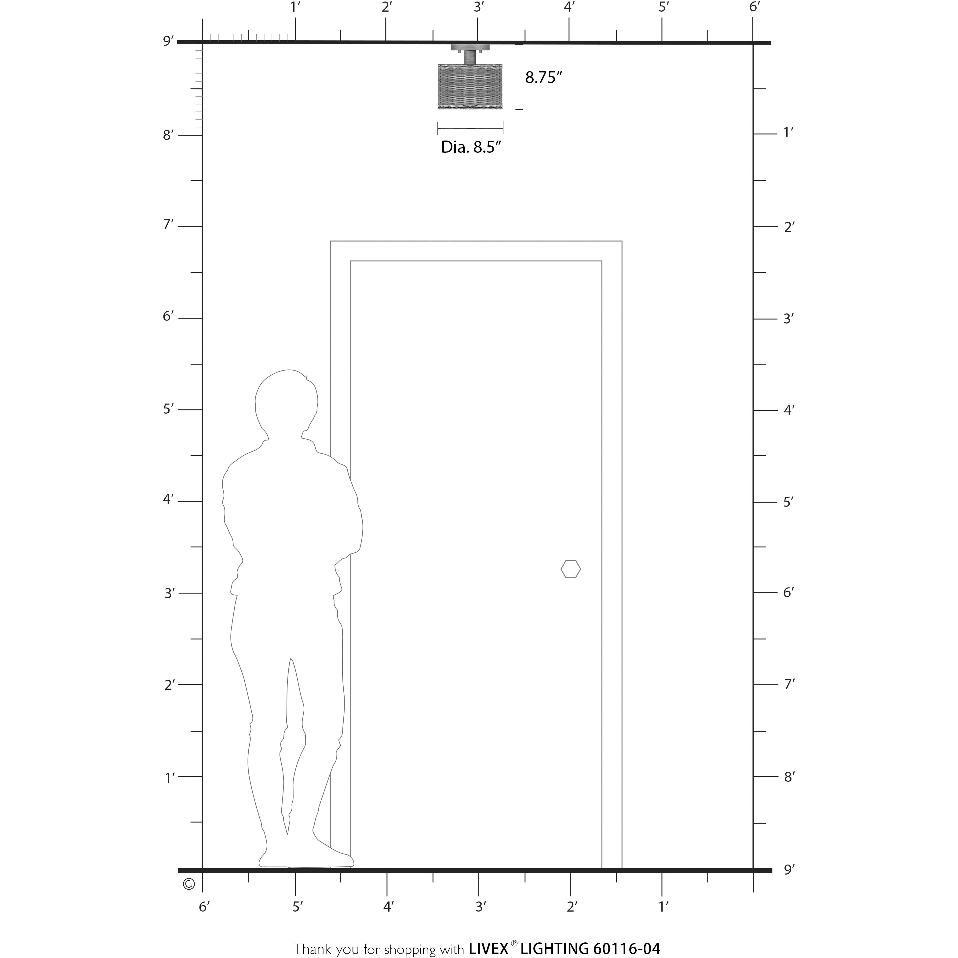 Weavington 1 Light 8.5 inch Black Semi Flush Mount Ceiling Light, Small