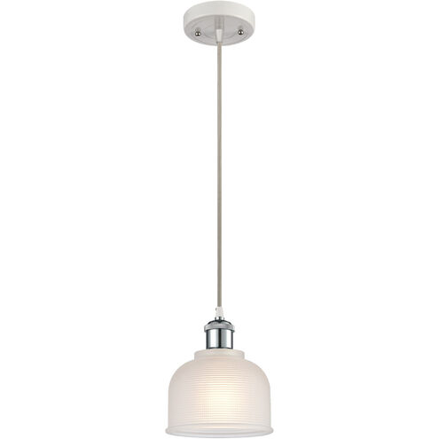 Ballston Dayton LED 6 inch White and Polished Chrome Mini Pendant Ceiling Light in White Glass, Ballston