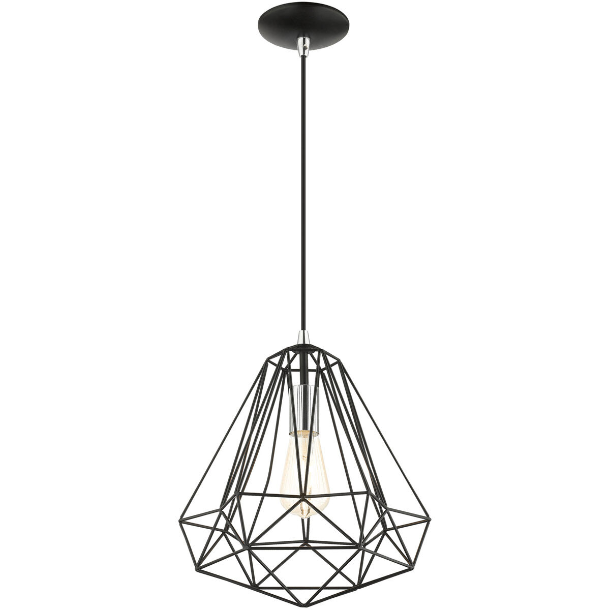 Geometric 1 Light 12.25 inch Shiny Black Pendant Ceiling Light