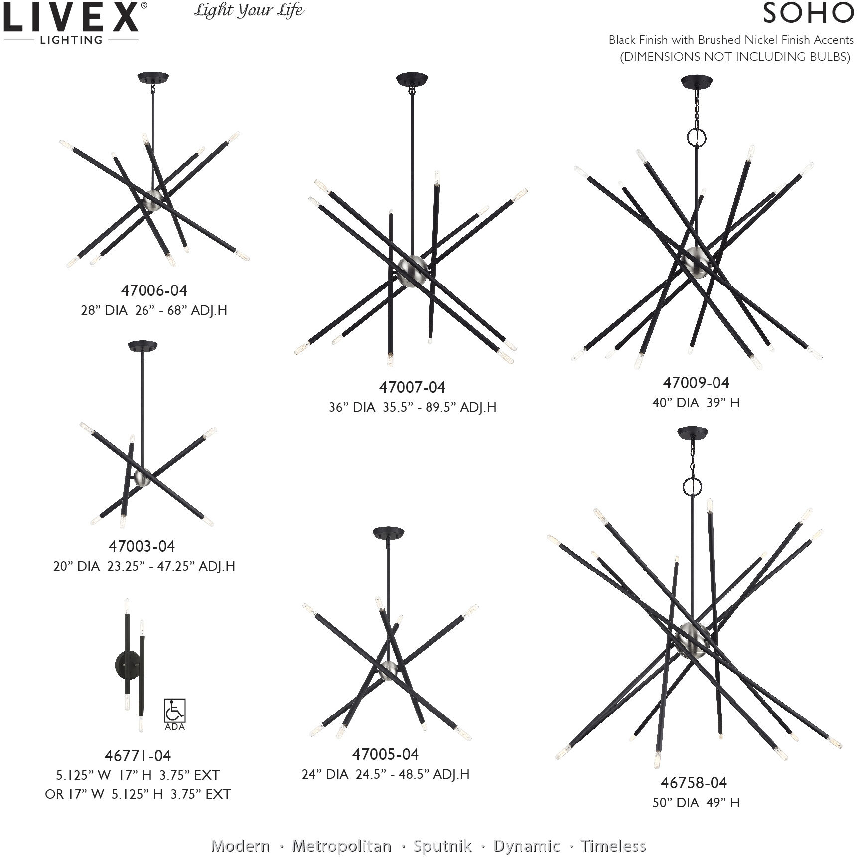 Soho 6 Light 20 inch Black Chandelier Ceiling Light