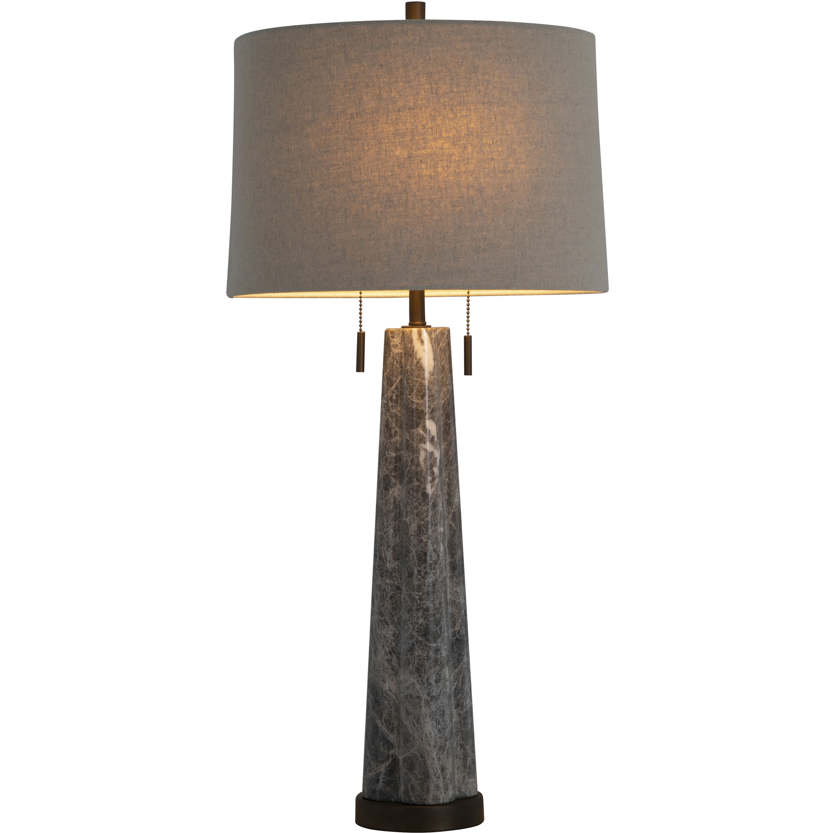 Margaret 32.25 inch Rubbed Bronze and Clear Acrylic and Beige Linen with Gray Marble Table Lamp Portable Light