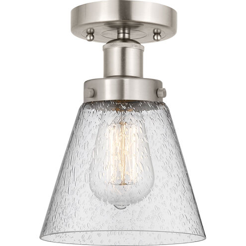 Cone 1 Light 6.5 inch Brushed Satin Nickel Semi-Flush Mount Ceiling Light