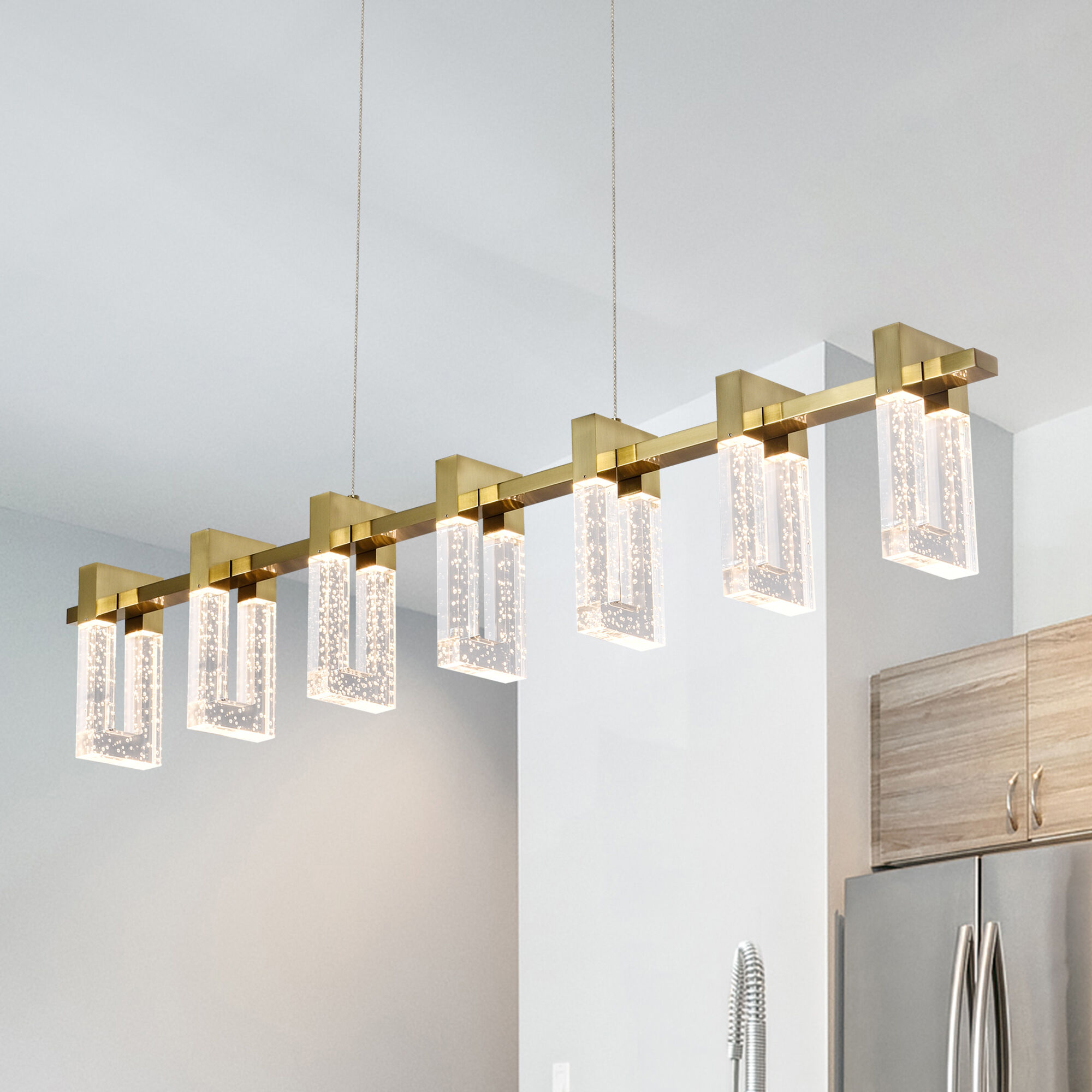 Artisan Collection/SORRENTO Series Linear Chandelier Ceiling Light in Antique Brass