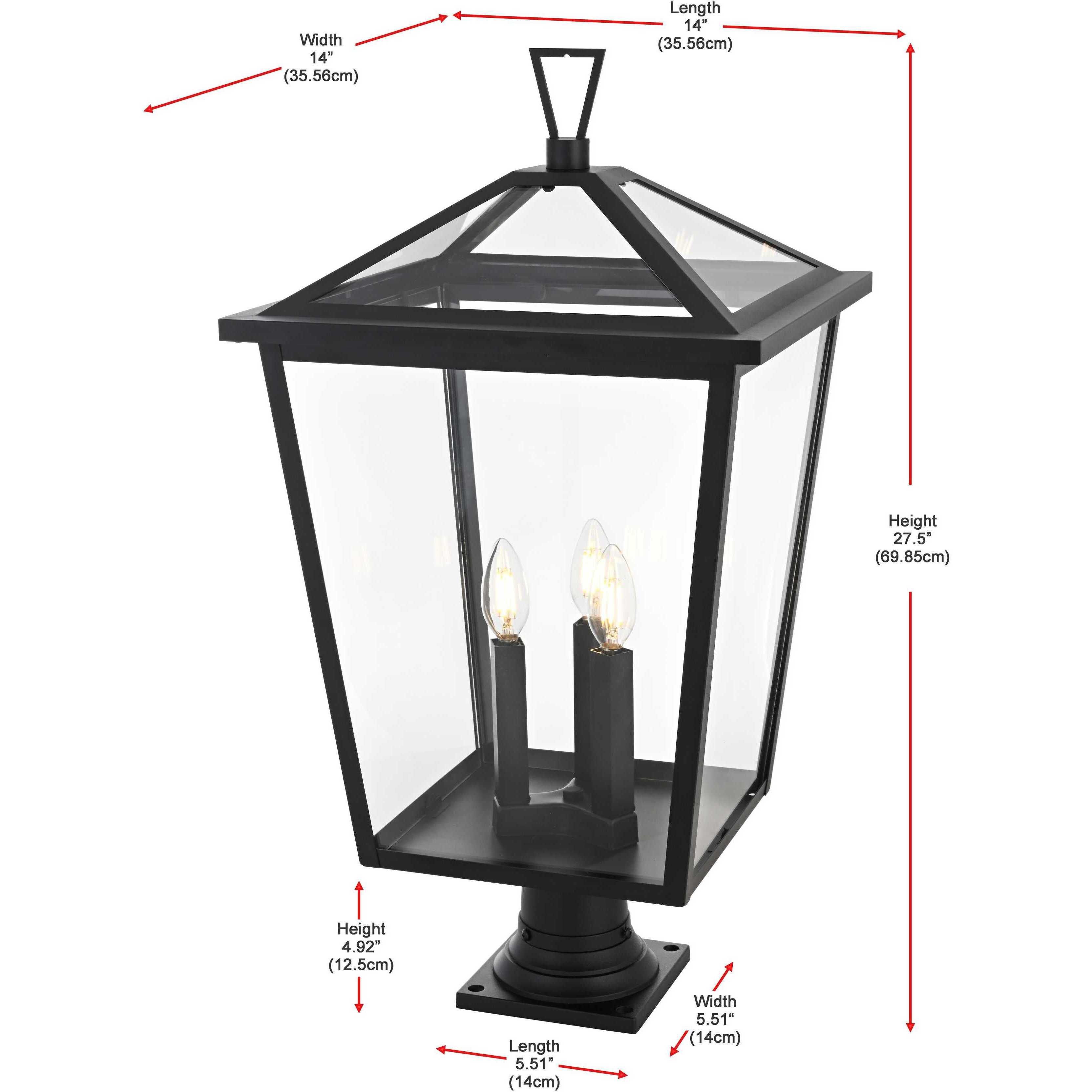 Oxford 3 Light 27.5 inch Black Outdoor Post Light