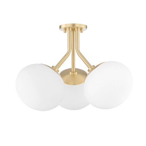 Estee 3 Light 19 inch Aged Brass Semi Flush Ceiling Light