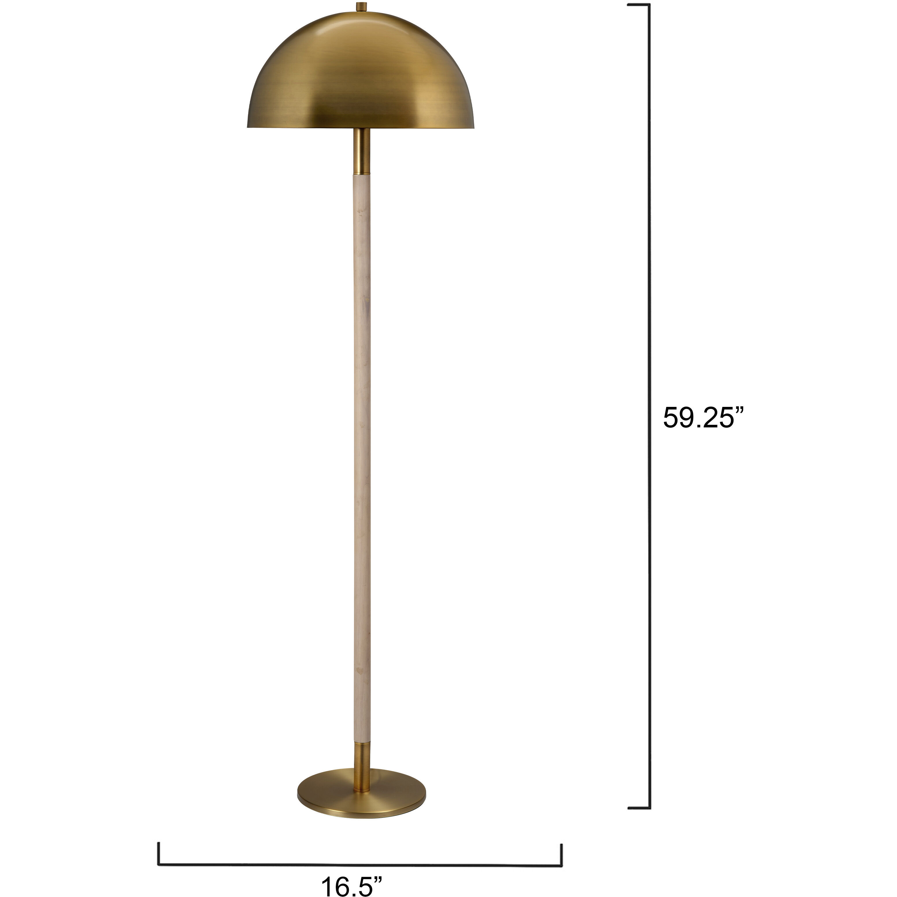 Merlin 58 inch 100.00 watt Natural Wood and Antique Brass Floor Lamp Portable Light