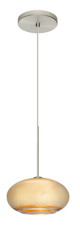 Brio LED Satin Nickel Pendant Ceiling Light in Gold Foil Glass