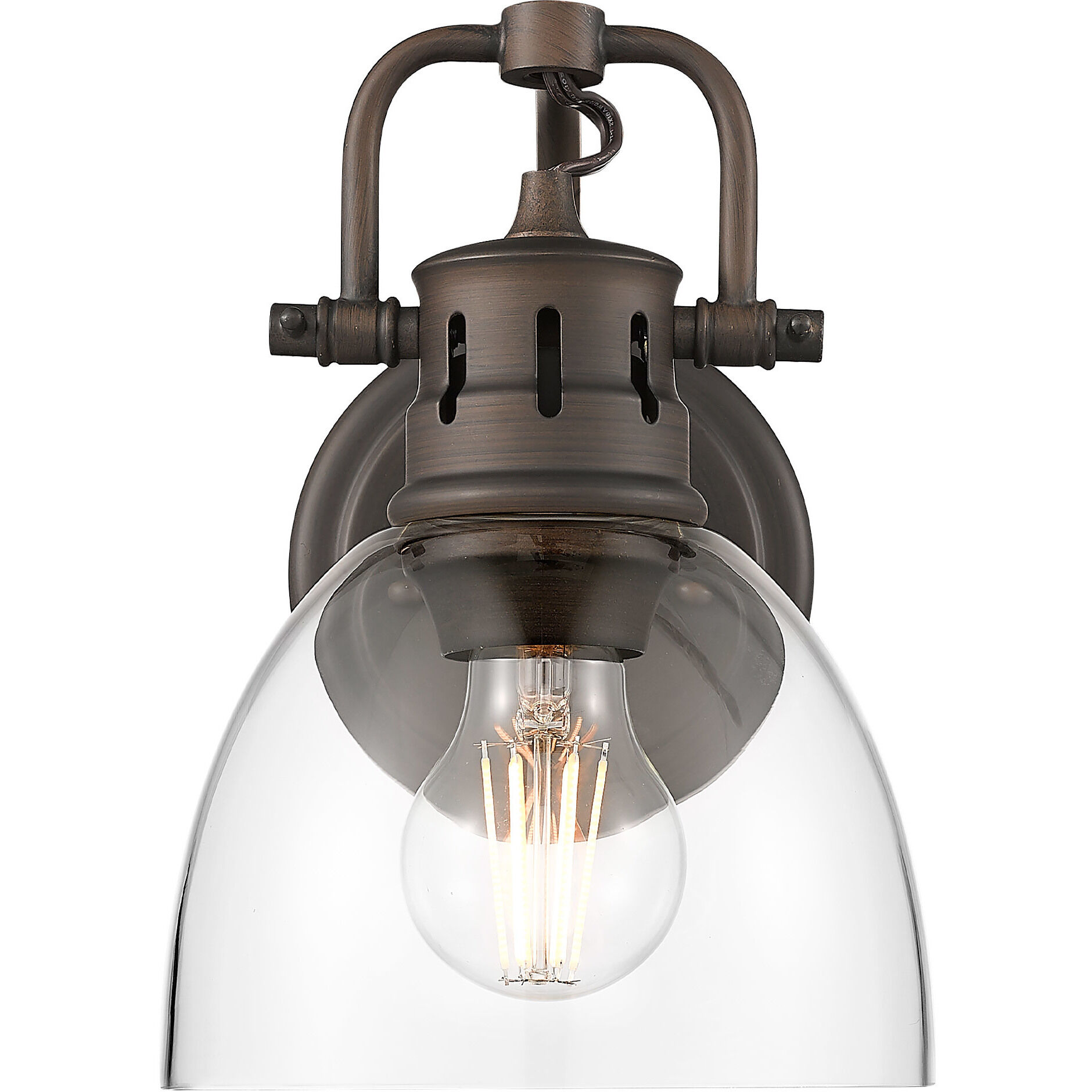 Yep Duncan Vanity Wall Light in Rubbed Bronze, Clear Glass