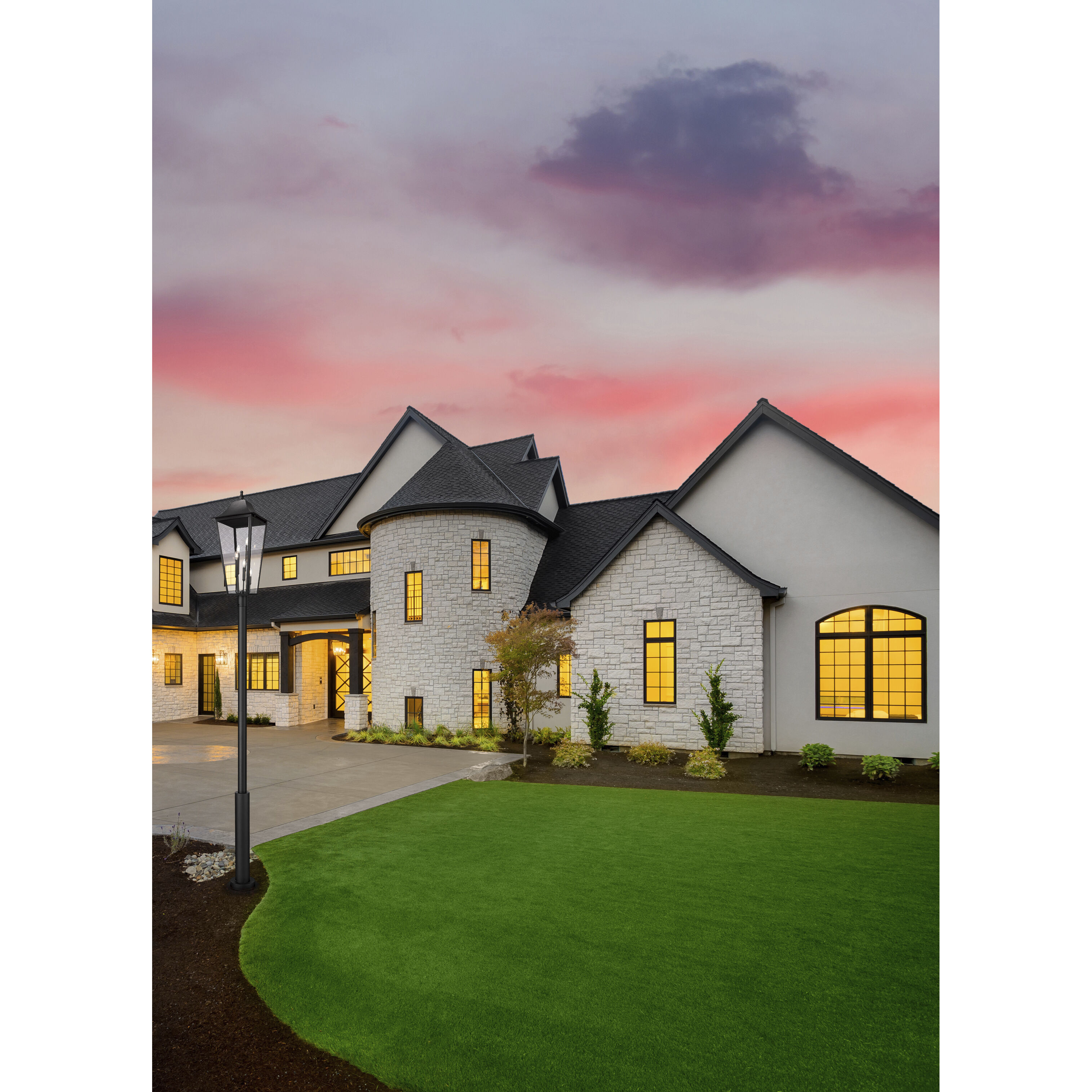 Gannon 5 Light 134.75 inch Black Outdoor Post Mounted Fixture in G9