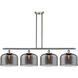 Ballston X-Large Bell 4 Light 48 inch Brushed Satin Nickel Island Light Ceiling Light in Plated Smoke Glass, Ballston