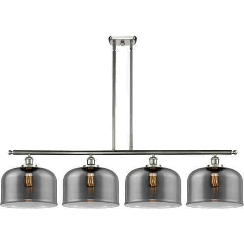 Ballston X-Large Bell 4 Light 48 inch Brushed Satin Nickel Island Light Ceiling Light in Plated Smoke Glass, Ballston