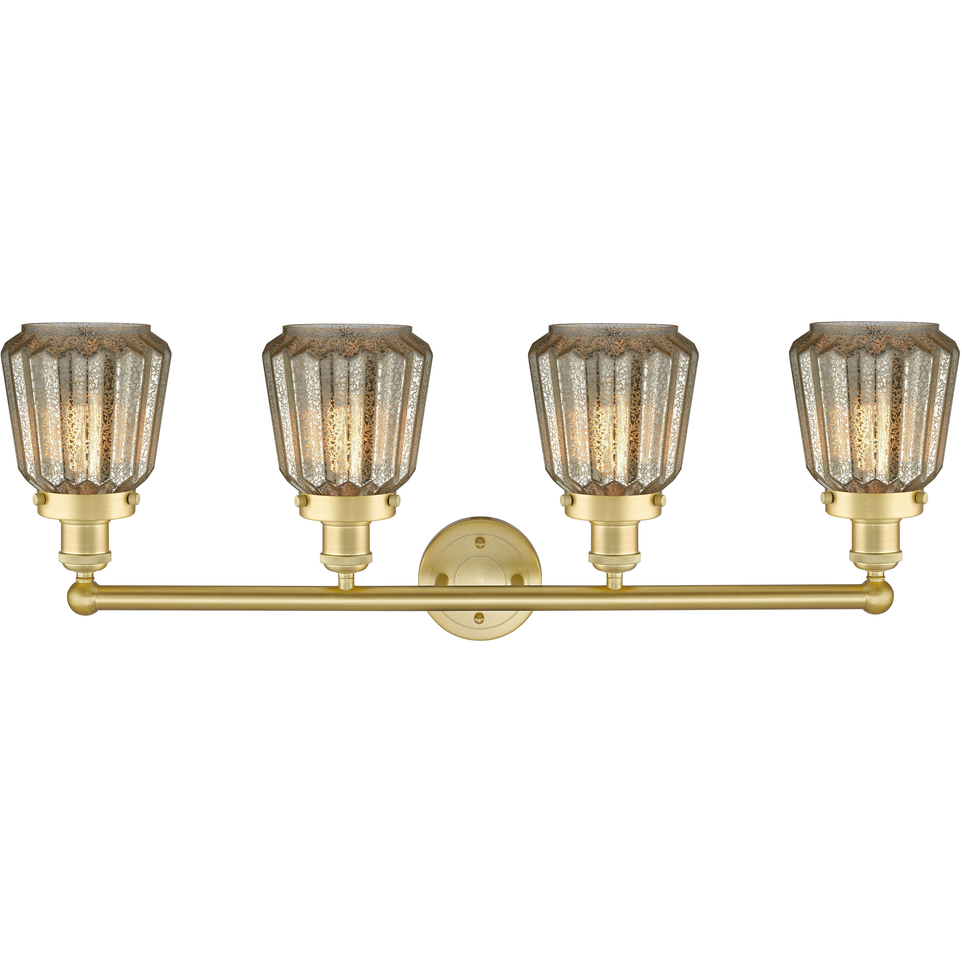 Chatham 4 Light 33.5 inch Satin Gold Bath Vanity Light Wall Light in Mercury Glass