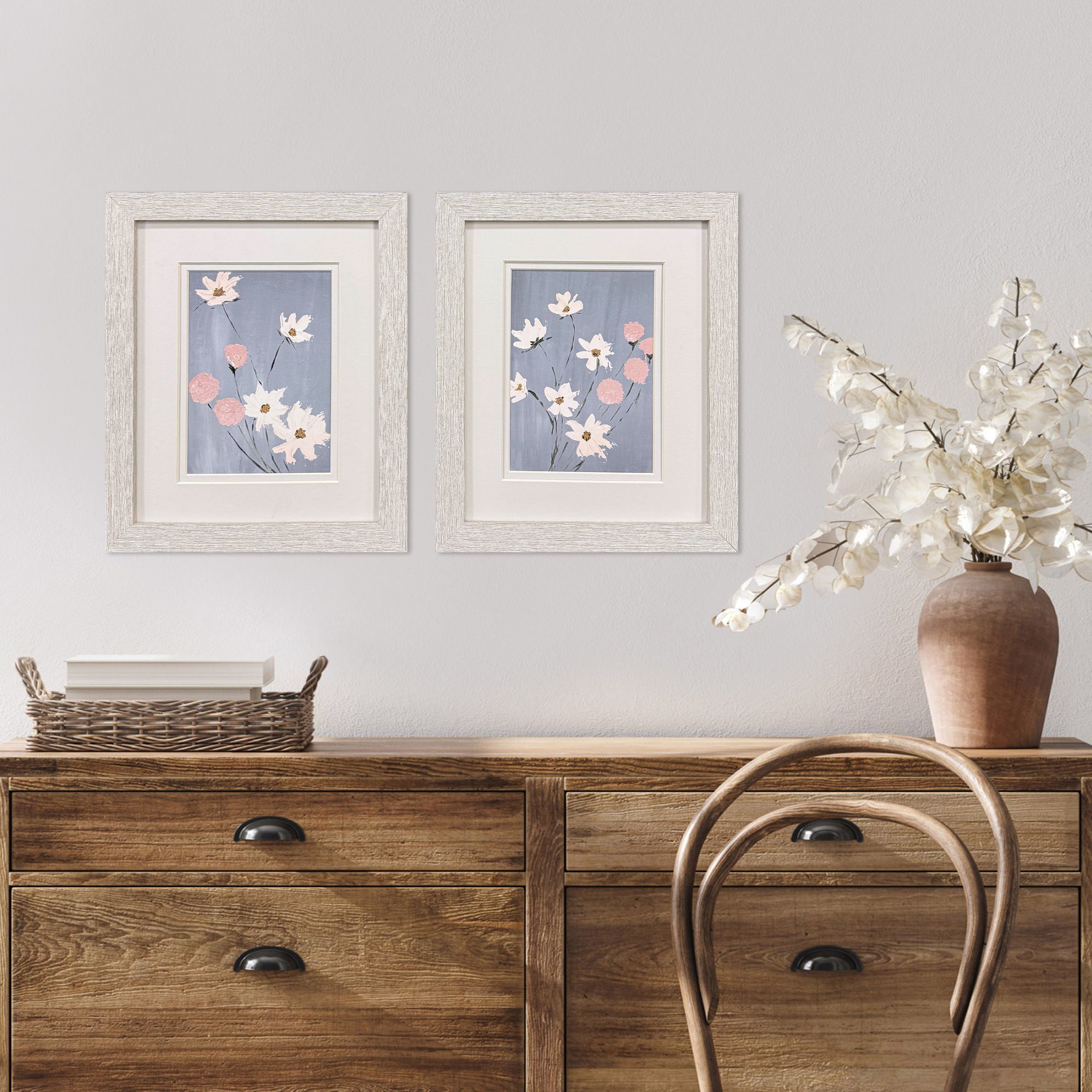 Garden Party Gray and Pink and Multi and White Framed Art, Propac