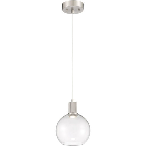 Port Nine LED 8 inch Brushed Steel Pendant Ceiling Light in Clear