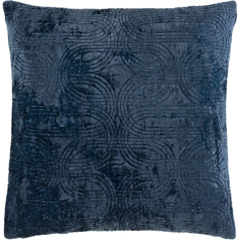 Velvet Deco 20 inch Dark Blue Pillow Kit in 20 x 20, Square
