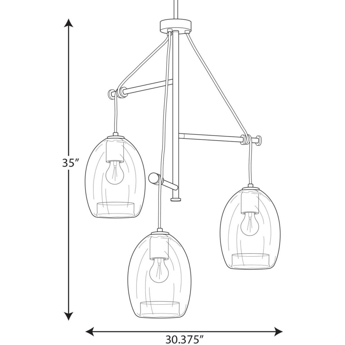 Caisson 3 Light Brushed Nickel Pendant Ceiling Light